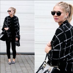 Black and white plaid blanket scarf